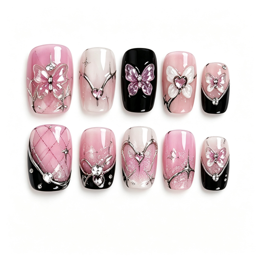Sweet Leopard Glitter Star Press On Nails