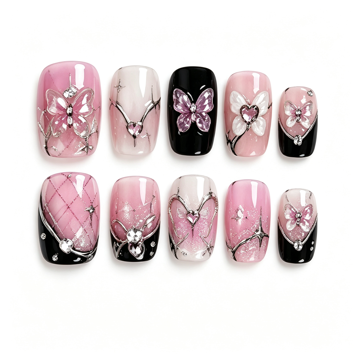 Sweet Leopard Glitter Star Press On Nails