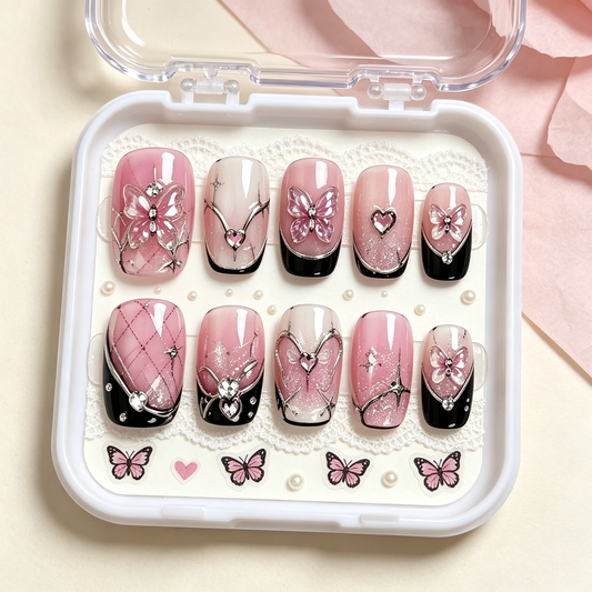 Sweet Leopard Glitter Star Press On Nails