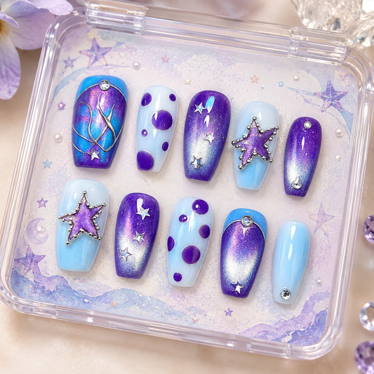 Galaxy Gradient Starry Coffin Press On Nails